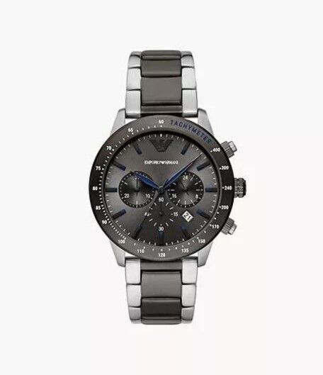 Men's Emporio Armani Chronograph Grey Two-Tone Stainless Steel Watch RRP £329