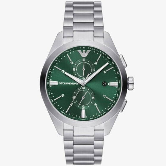 Men's Emporio Armani Claudio Green Dial Chronograph Watch AR11480 RRP £329