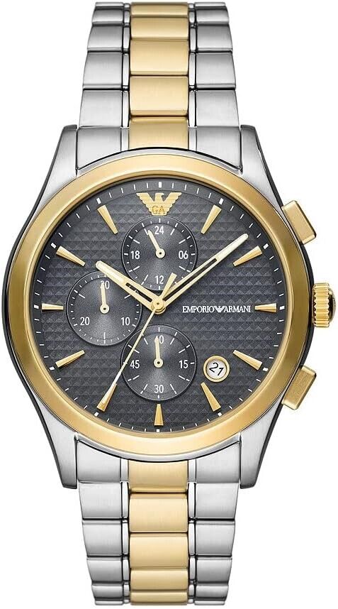 Men's Emporio Armani AR11527 Two Tone Chronograph Bracelet Grey Watch RRP £389