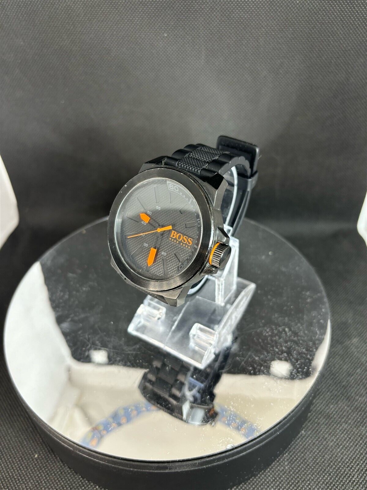 Men's Hugo Boss Orange 1513004 New York Black Silicone Watch RRP £150 (REF)