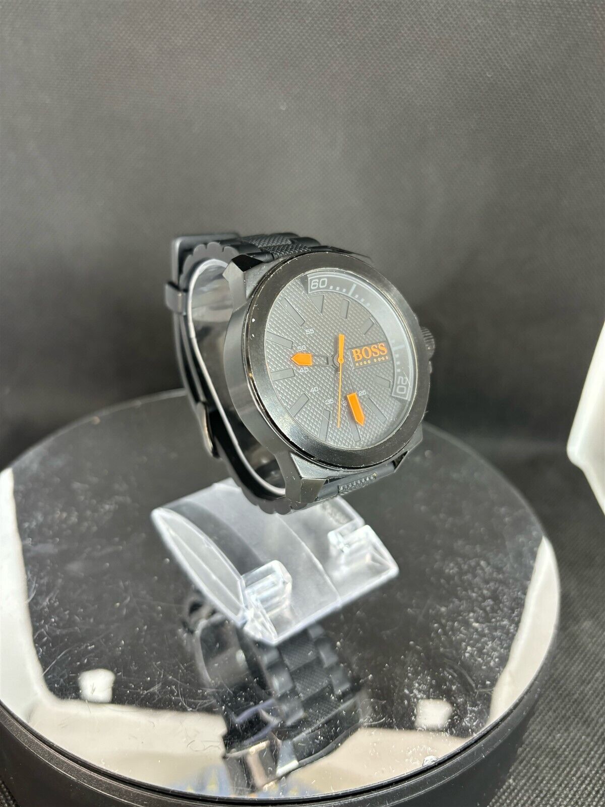 Men's Hugo Boss Orange 1513004 New York Black Silicone Watch RRP £150 (REF)