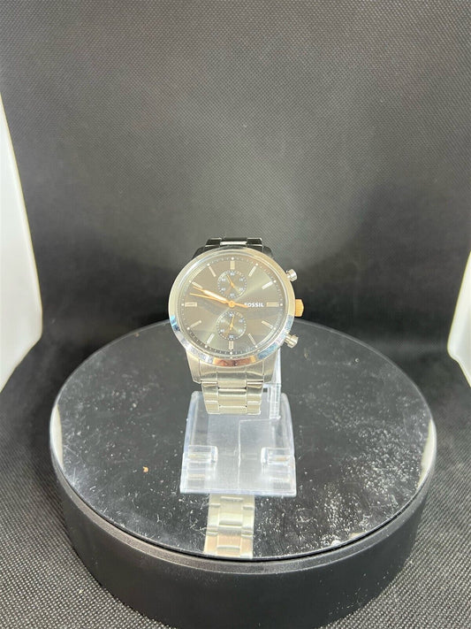 Men's Fossil Townsman Silver Stainless Steel Quartz RRP £114.50 (REF)