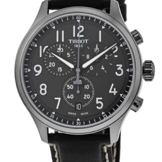Tissot Chrono XL Grey Dial Black Leather Strap Men's Watch